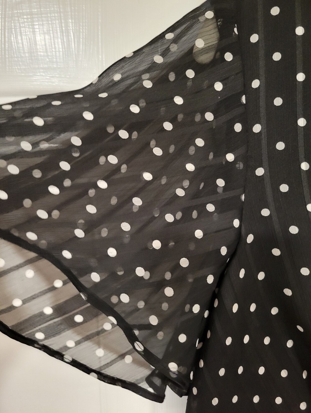 Lauren Ralph Lauren Black & White Polka Dot Dress Front Tie V Neck 10 Careerwear - Picture 5 of 16